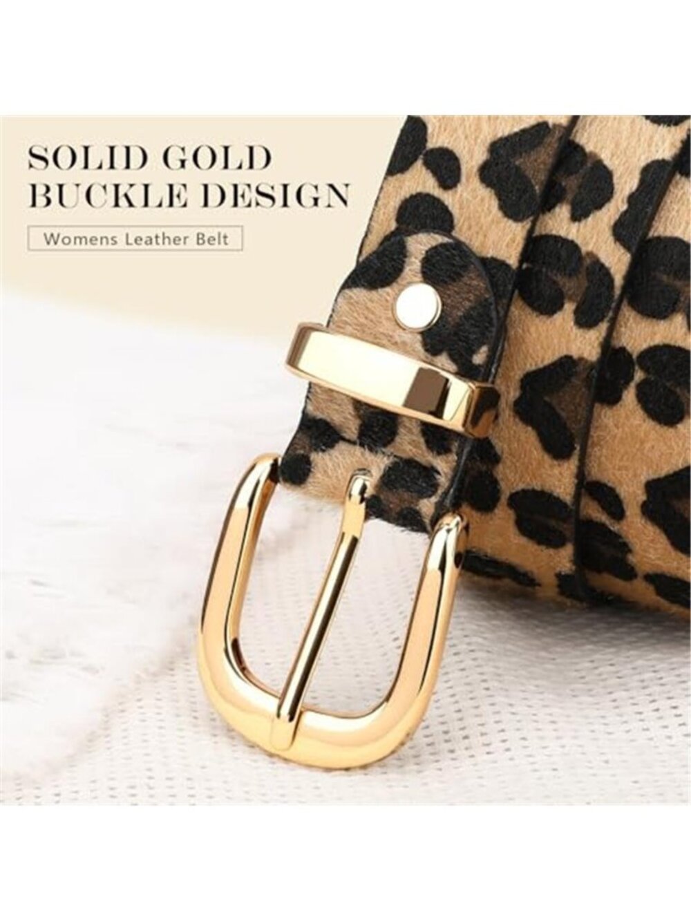 Women's Belt for Jean Pant, Women's Leather Belt for Dress Gold Buckle - Picture 4 of 6